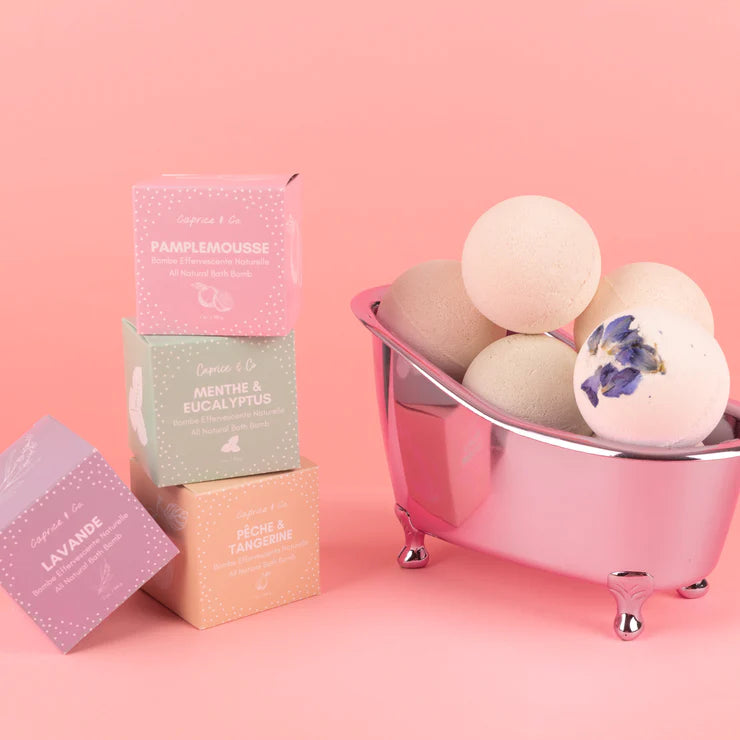 CAPRICE & CO | Bombe de bain effervescente naturelle - PÊCHE & TANGERINE